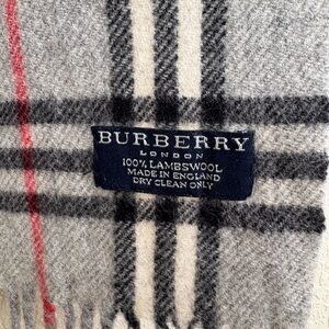 Burberry Gray Checkered Wool Scarf